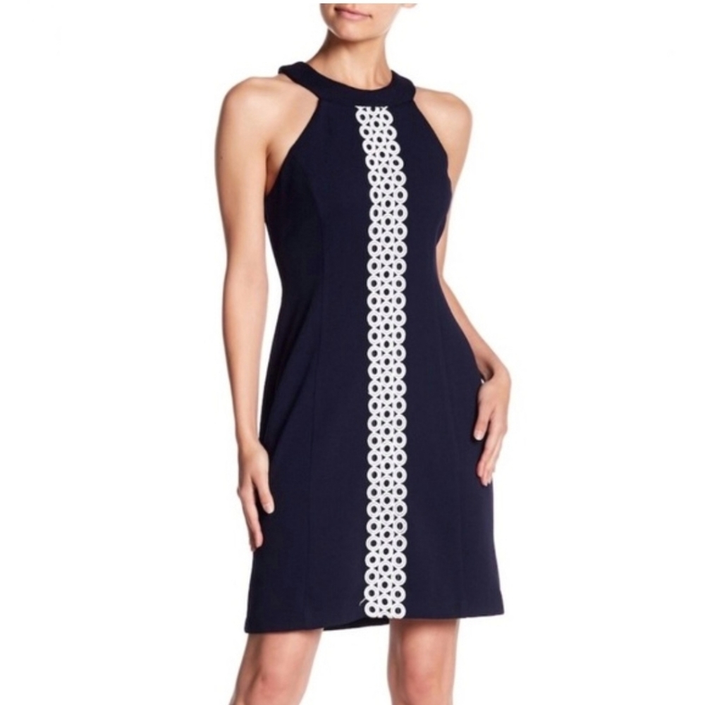 Eliza J Halter Circle Trim Sheath Dress